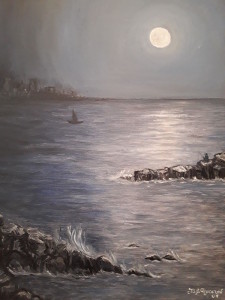 Marina nocturna - óleo - 0,30 x 0,40 m