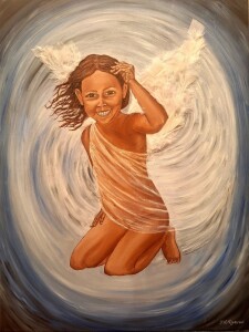 Mi angelito - óleo collage - 0,60 x 0,80 m