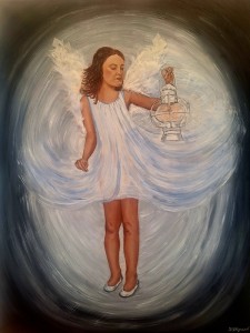 Iluminando el camino - óleo collage - 0,70 x 0,90 m