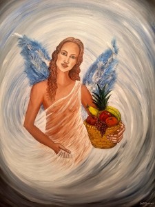Ángel de la providencia - óleo y collage - 0,70 x 0,90 m